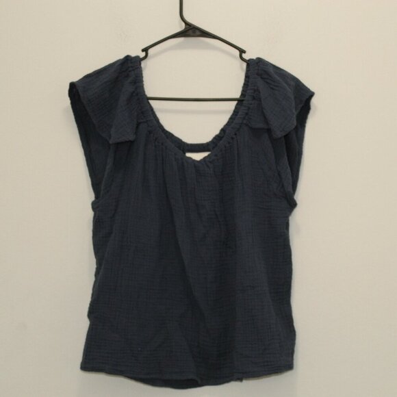 Cynthia Rowley 100% Cotton Navy Top Size Medium - Picture 1 of 7